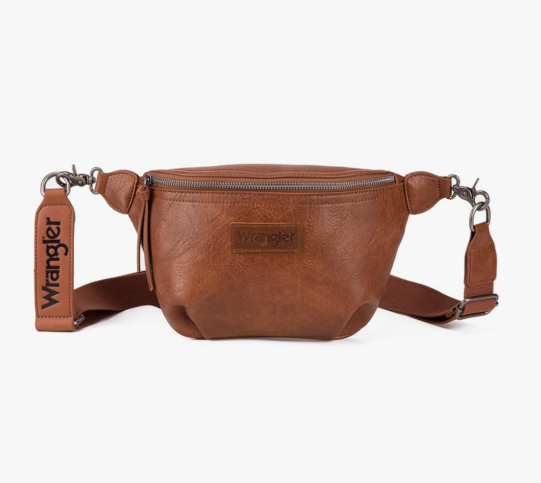 Wrangler Fanny Pack Crossbody Sling Bag for Women Waist Bag Travel Belt Bags Gifts for Women Men, WG82-194BR