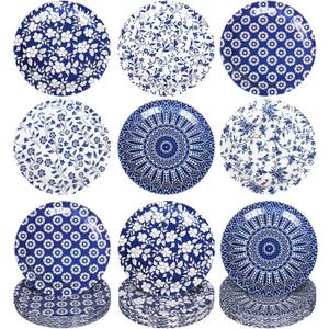 FYSUIMU 60 Pcs Blue White Flower Paper Plates Chinoiserie Floral Pattern Disposable Plates 9 Inch Party Tableware for Wedding Birthday Picnic Table Decor Supplies, 6 Designs