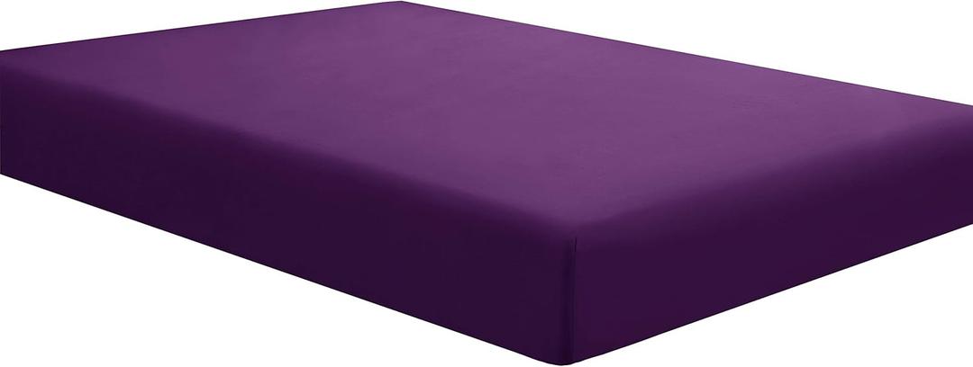 Sfoothome Fitted Bottom Sheet for Mattress, Single Full Size Purple Microfiber Fitted Sheet with Deep Pocket