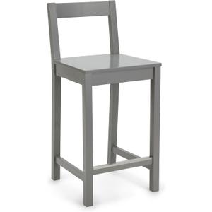 Amazon Basics Wooden Bar Stool with Backrest 24", Grey, 1 Unit, 1 Pack