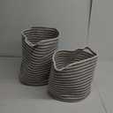 Cotton Fabric Handmade Decorative and Functional Storage Basket Basket Organizer with Handles, Set of 2