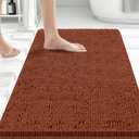 Bcoimo 30x20 Chenille Bath Mat  Non-Slip with Backing Bath Rug Ultra-Absorbent and Machine Washable Bathroom Mat Quick-Dry Design. Ideal for Bathroom Shower and Tub Areas (Burnt Orange)