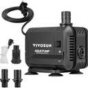 VIVOSUN 400GPH Submersible Pump(1500L/H, 15W), Ultra Quiet Water Pump with 5.2ft High Lift, Fountain Pump with 5ft Power Cord, 3 Nozzles for Fish Tank, Pond, Aquarium, Statuary, Hydroponics