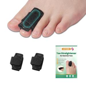 Hammer Toe Straightener - 2 Pack Adjustable Hammer Toe Corrector for Women & Men - Toe Splints & Wraps Support for Crooked, Curled, Bent Toes