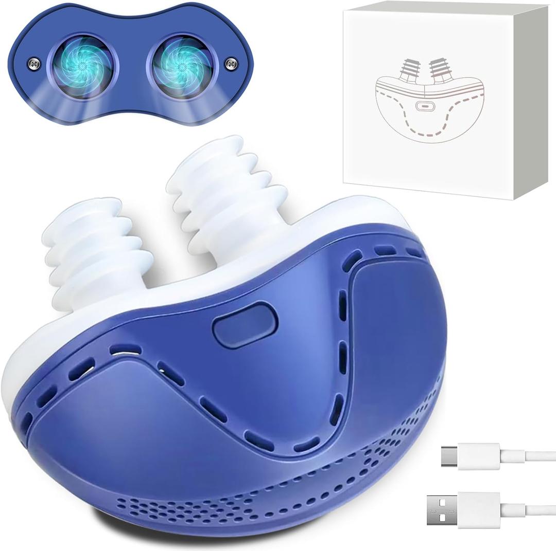 Mini Anti Snoring Devices for Snoring, Effective Anti Snoring Device, Peaceful Sleep Snore Solution - Suitable for All Nose Shapes and Both Men and Women (2 Replaceable Silicone Tips) (1PC, Blue)