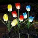 FORUP 3 Pack Solar Garden Stake Lights, Outdoor Solar Tulip Flower Lights with 9 Tulip Flowers, LED Tulip Solar Powered Lights for Patio, Lawn, Garden, Yard Decoration