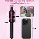 Farery Mini Thermal Brush 3 Temperature Adjustable, Travel Curling Iron for Short Hair 1 Inch, Heated Round Brush for Soft Curls, Lightweight Curling Wand for Bouncy Hair, Touch-ups, Dual Voltage