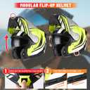LEM Modular Motorcycle Helmets Fiberglass, Full Face Motorcycle Helmet Flip Up for Touring, DOT Certified, Release Sun Visor & Removable Comfort Liner, Lightweight Street Bike Helmet (Yellow, L)
