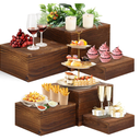 6 Pack Wooden Risers Display Stands Rustic Wood Cake & Cupcake Stands for Party Square Food Risers for Buffet Wooden Crates for Display Home Decor