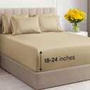 Extra Deep Queen Sheet Set - 6 Piece Breathable & Cooling Sheets - Hotel Luxury Bedding Set w/18-24 Inch Extra Deep Pockets - Easy & Secure Fit - Super Soft, Wrinkle Free & Comfy - Beige, Queen Size