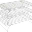 3 Tier Stackable Cooling Rack for Batch Cooling Cookie, Pizza, Cake-15.8x 10- Heavy Duty Cooling Racks for Cooking and Baking, Oven and Dishwasher Safe Baking Supplies-Silver