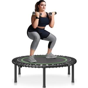 VEVOR Foldable Mini Trampoline, 40 Inch Fitness Rebounder, Max Load 330 lbs Exercise Trampoline, Stable & Quiet Indoor/Outdoor Workout, Adults