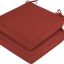 Waterproof Outdoor Chair Cushions Set of 2, Square Outdoor Seat Cushions with Ties and Removable Covers, 19 x 19 Outdoor Cushions for Patio Furniture with Portable Handle(Rust)