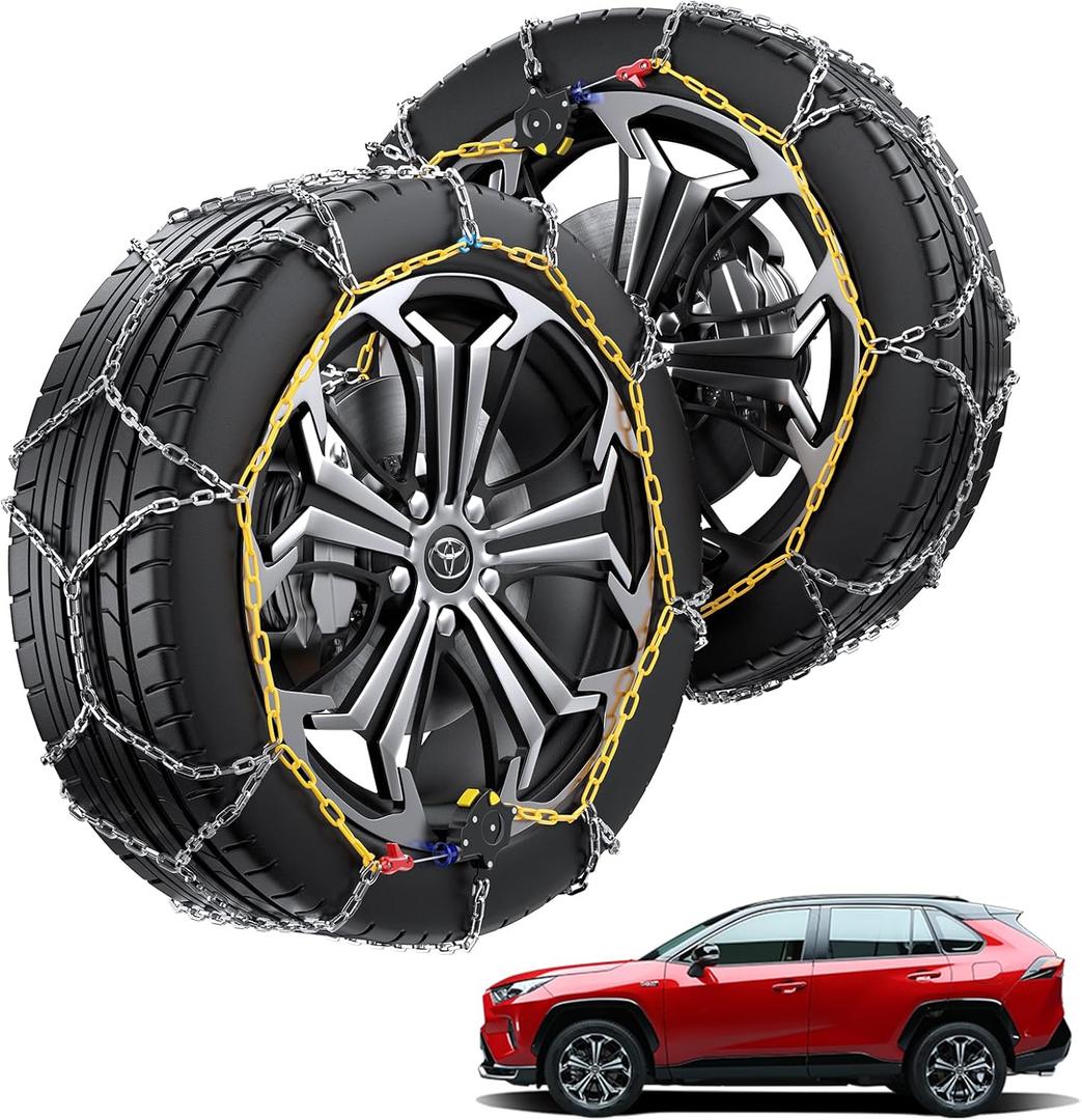 Snow Chains for Toyota RAV4, Auto-locking Cable Traction Tire Chain, RAV4 Accessories 2024 2023 2022 2021, Set of 2