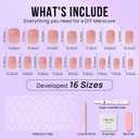 BTArtbox Press On Nails Short - Nude Square Nail Tips Glue On Nails, Reusable Stick On Nails in 16 Sizes - 32 Soft Gel Fake Nails Kit, Cinnamon