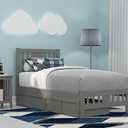 AFI, Tahoe Twin Platform Bed with Matching Footboard & Set of 2 Under-Bed Storage Drawers, Grey