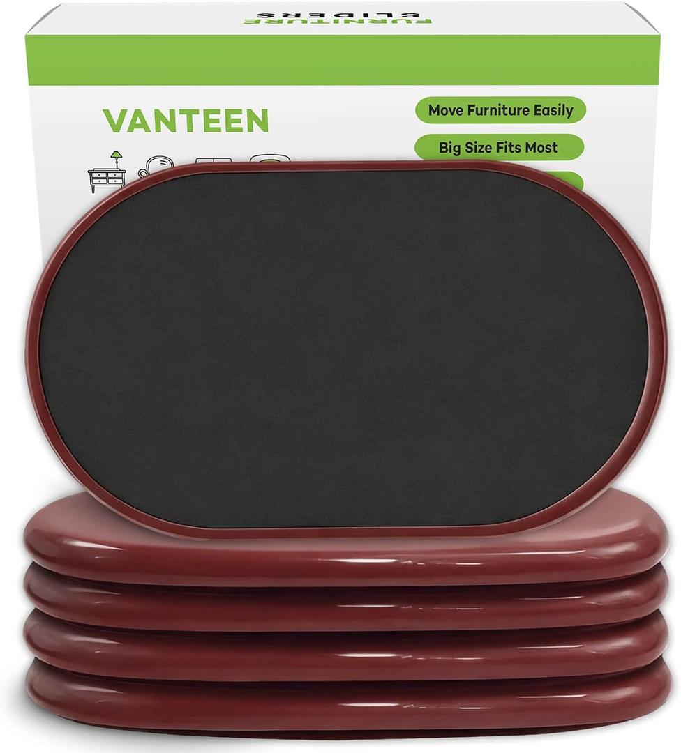 Furniture Sliders, 9 1/2" Sliders for Carpet Hardwood Floors Large Heavy Furniture, Reusable Heavy-Duty Gliders Movers Plastic Moving Pads Protectors (4 PCS 9 1/2" Brown)