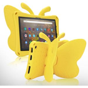Kindle Fire Max 11 Tablet Case Kids Girl Butterfly Case with Kickstand Light EVA Full Boby Rugged Shockproof Kid-Proof Fire Max11 Kids Tablet Case for Girls Kids Gift (Yellow)