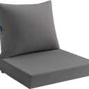 MIULEE Dark Grey Outdoor Chair Cushion 24x24 Inch for Patio Furniture Linen Textured Waterproof & 3 Year Color Fastness Seat and Back Couch Cushion with Ties No Slip Design