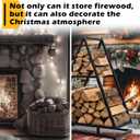 2-tier Firewood Rack Indoor winter Tree Log Holder 30 Inch (H) Heavy Duty Metal Firewood Storage Holder Stacker Organizer for Outdoor winter Fireplace Farmhouse Decor Housewarming Gift
