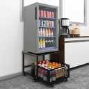 PUNCIA 19.7x19.7in Fridge Stand with Storage Mobile Beverage Refrigerator Stand for Coffee Bar Dorm Fridge Cart for Compact Refrigerator Mini Fridge Organizer with Drawer Basket for Home Office