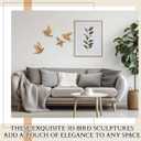 Kathfly 5 Pcs Bird Wall Decor, Resin Gold Bird 3D Wall Art, Flying Swallow Designs with Antique Patina Metal Look Resin Sculpture, Includes Mounting Hardware for Living Room & Bedroom