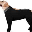 ROZKITCH Dog Recovery Suit for Abdominal Wounds & Post-Surgery, Full Coverage Bodysuit, Anti-Licking Shedding & Wound Protection, E-Collar Alternative for Extra Large Dogs Black 4XL