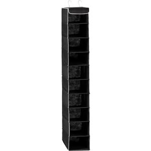 ZOBER Hanging Closet Organizer, 10-Shelf - Hanging Storage Organizer Shelves for Clothes, Towels, Toys - College Dorm Room, Nursery, & Home Closet (Black)