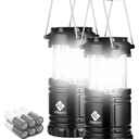 Etekcity Lantern Camping Essentials Lights, Led Flashlight for Power Outages, Survival Gear and Supplies for Emergency, Hurricane Preparedness Items , Battery Operated Lamp, 2 Pack, Black