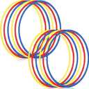 Sratte 12 Pcs Hoop for Detachable Adjustable Hoop Colored Exercise Ring Plastic Circle for Gymnastics Equipment Require Self Assembly (28 Inch,Red,Blue,Yellow)