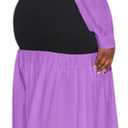 Ekaliy Women's Puff Long Sleeve Shirt Dress Elegant Button Down Loose Swing Party Maxi Dress (S)