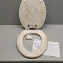 Elongated Toilet Seat Natural Wood Toilet Seat with Zinc Alloy Hinges, Easy to Install also Easy to Clean, Anti-pinch Marble Toilet Seat by Angol Shiold (Elongated, Beige Pink) (Elongated-18.5)