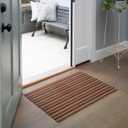 Town & Country Basics Smooth Step Striped Low Profile Utility Kitchen Mat, Machine Washable, with Non-Slip Backing, Brown/Beige, 24"x35"