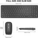 cimetech Wireless Keyboard Mouse Combo, Compact Full Size Wireless Keyboard and Mouse Set Less Noise Keys 2.4G Ultra-Thin Sleek Design for Windows, Computer, PC, Notebook, Laptop - Matte Black