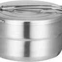 EKDJKK Stainless Steel Camping Cook Pot, 1.5L Camping Cookware with Lid and Folding Handle, Large Capacity Bento Pot for Outdoor Backpacking Camping Hiking Picnic (As Picture Show)