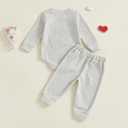 Douhoow Baby Valentines Day Outfit Infant Boy Girl My 1st Valentine's Embroidered Waffle Baby Sweatshirt Romper Pants Set (Gray)