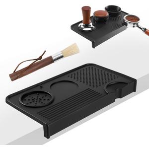 Espresso Tamping Mat and Coffee Brush Set, Food Grade Silicone Coffee Tamper Mat, Portafilter Mat for Barista Espresso Machine Acceessories, Waterproof Heat Resistant Tamp Station for Counter