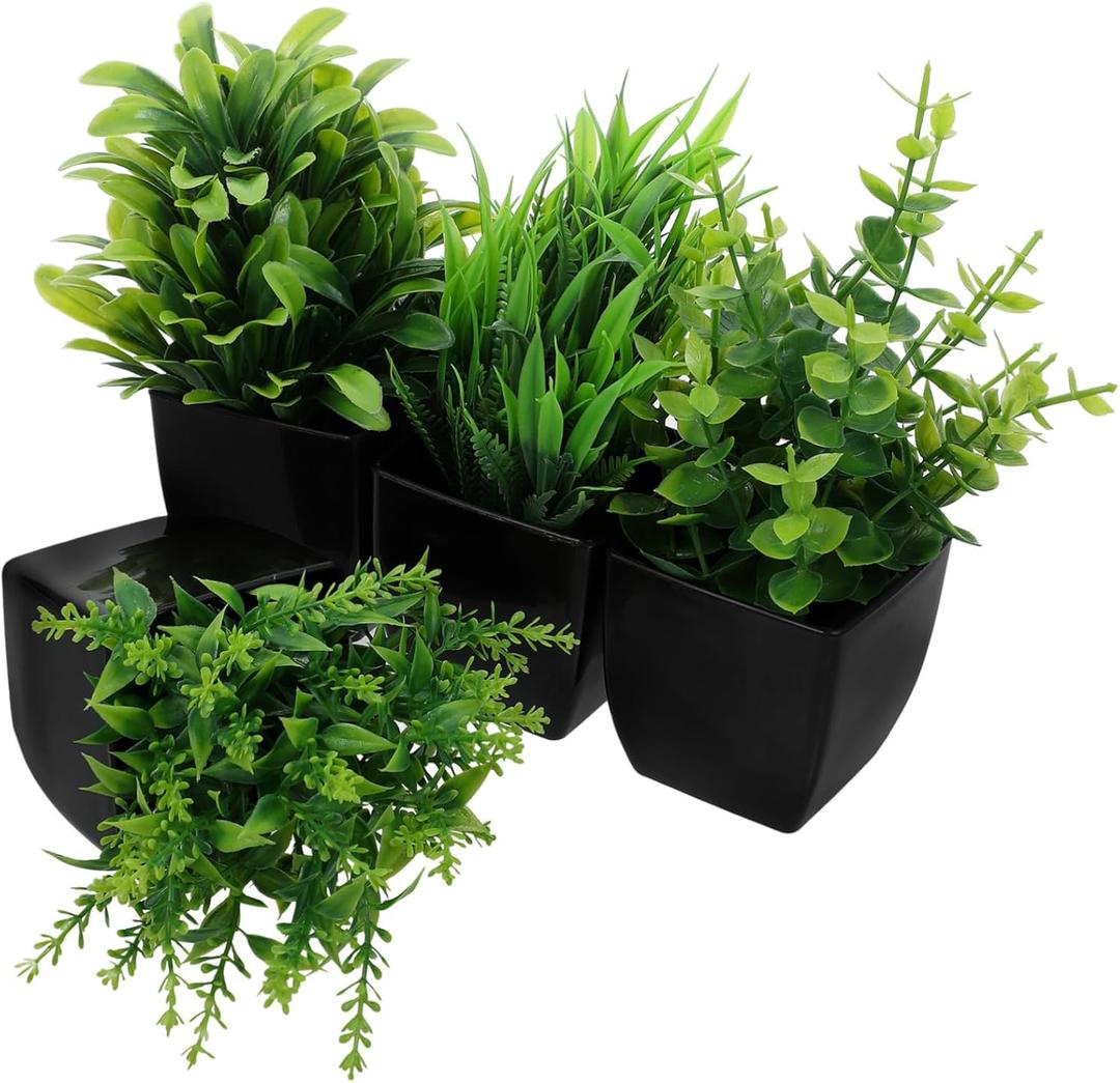 Small Fake Plants in Pot Set of 4 Artificial Hydrangea for Indoor Home Office Decor Lifelike Faux Greenery No Maintenance Ideal for Bathroom
