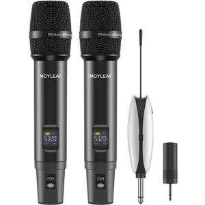 Wireless Microphone, UHF Metal Rechargeable Wireless Microphone, Rechargeable Receiver, 1/4 "Output with 1/8" Output, Suitable for Karaoke Singing, Speeches, Churches, Meetings, Weddings, 240 Ft.