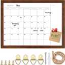 TORASO Dry Erase Monthly Calendar Board, Solid Wood Frame Magnetic Whiteboard for Wall, Office/School/Home, Walnut Brown Frame Hanging Board 12"x 16"(YL-WB-3040-A)