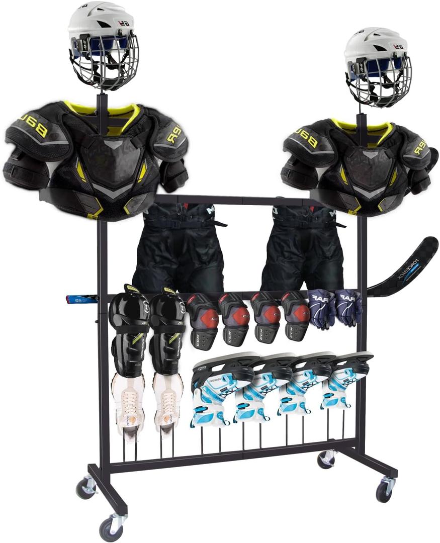 Hockey Gear Drying Rack - Ice Hockey Stick Holder Field Hockey Equipment Dryer - Large Hockey Display Storage Rack Sports Metal Tree Stand for Lacrosse (Patent Protected)