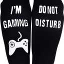7 x Novelty Gamers Socks Gifts For Christmas,Birthday,Video Game Gifts,Funny Saying Crew Socks for Men,Women and Teens (Black)