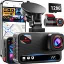 TERUNSOUl 4K+4K Dash Cam Front and Rear, Free 128GB Card Included, 5.8GHz WiFi Dash Camera for Cars, Built-in GPS, G-Sensor, 170°Wide Angle, 3" IPS Screen, 24H Parking Mode, Support 512GB Max