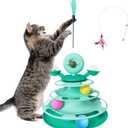 Interactive Cat Toy Kitten Toys with Catnip Balls Cat Toys for Indoor Cats Ball Toy Cat Toys for Bored Indoor Adult Cats Green