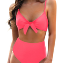 Blooming Jelly Womens High Waisted Bikini Set Tie Knot High Rise Two Piece Swimsuits Bathing Suits S/B