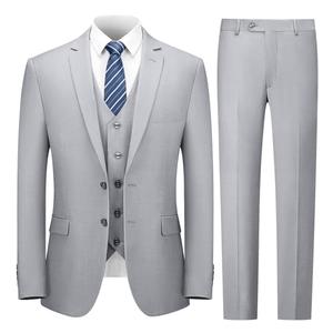 Cooper & Nelson 3 Piece Mens Suit Set, 2 Button Slim Fit Suit for Men, Solid Jacket, Vest, Pants and Tie Light Grey. Vest & Pants Size L, Suit Jacket Size XL