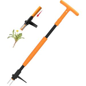 Weed Puller Tool, Fully Stand Up Weeding Tool With 3 Claws - Zero Bending and Back Saver, Effortless and Efficient Weed Remover, Durable and Lightweight Weeder, Ideal for Effortless Weed Removal (Yellow)