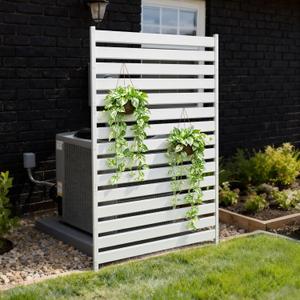 Air Conditioner Fence & Patio Privacy Screen 40" W x 70" H Metal Privacy Fence Panel | Outdoor Privacy Panels for AC Units, Trash Cans & Pools | No-Dig Fencing for Patio Privacy & Gardens (White)