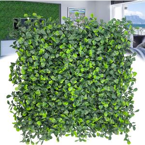 Artificial Grass Wall Backdrop: 10"x 10"(26P) Boxwood Faux Green Wall Panels for Interior Wall, Greenery Wall,Garden and Indoor Outdoor Plant Decor