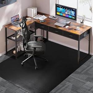 Large Office Chair Mat for Carpet, 46"x 60" Anti-Slip Waterproof Desk Chair Mat for Rolling Chairs, Heavy Duty Vinyl Computer Floor Protector, Easy Glide Floor Mat for Work, Home Office, Gaming